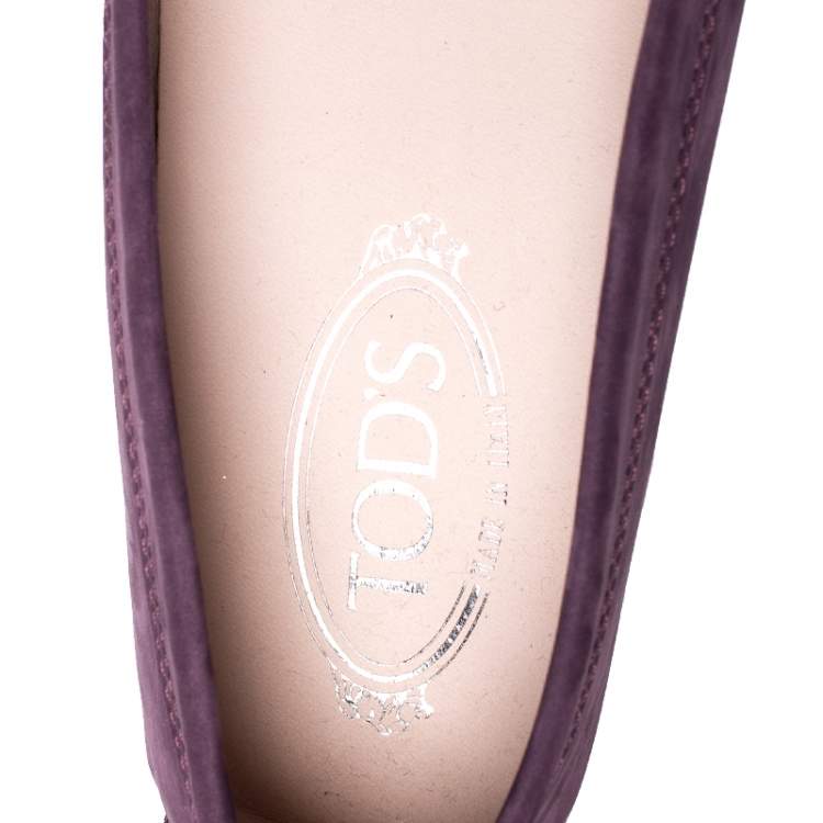 مملوكة مسبقًا Tod’s Purple Suede Gommino Driving Loafers Size 38.5