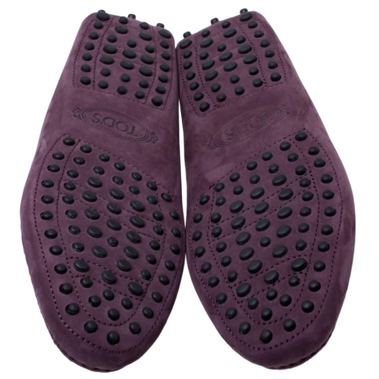 مملوكة مسبقًا Tod’s Purple Suede Gommino Driving Loafers Size 38.5