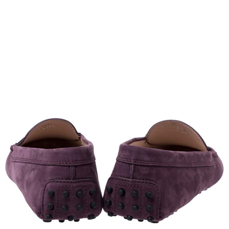 مملوكة مسبقًا Tod’s Purple Suede Gommino Driving Loafers Size 38.5