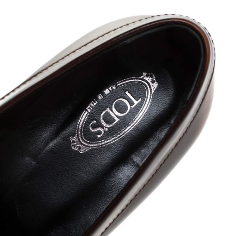 Pre Owned Tod's 2 Tone Leather Double T Slip On Loafers Size 41.5