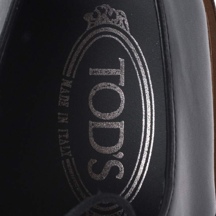Pre Owned Tod's Black Leather Platform Derby Size 39.5