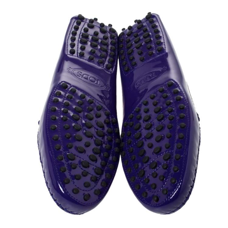 Pre Owned Tod's Purple Patent Leather Penny Loafers Size 38.5