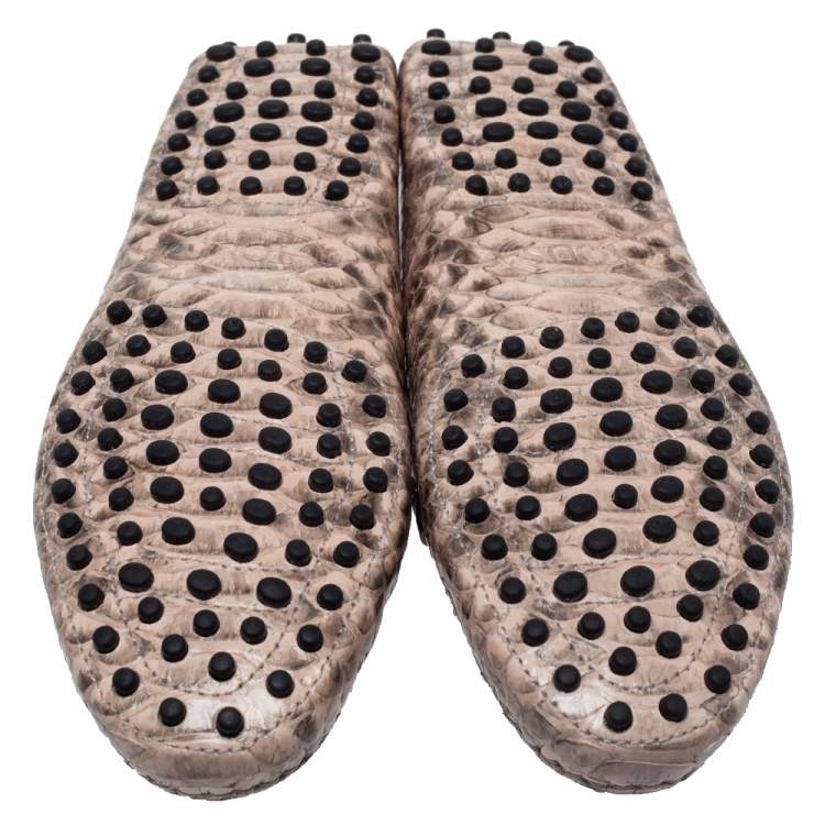 Pre Owned Tod's Multicolor Python Leather Double T Slip On Loafers Size 37