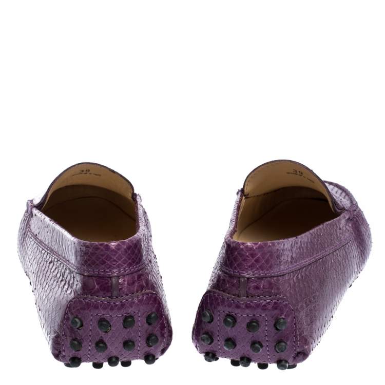 Pre Owned Tod's Purple Python Penny Loafers Size 39