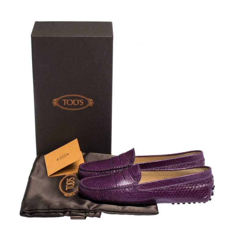 Pre Owned Tod's Purple Python Penny Loafers Size 39