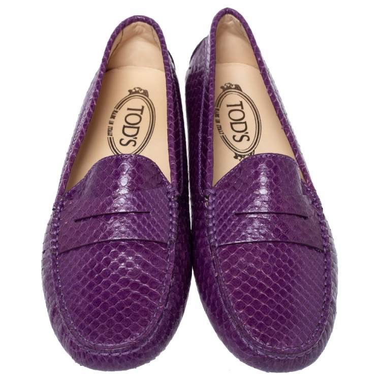 Pre Owned Tod's Purple Python Penny Loafers Size 38.5