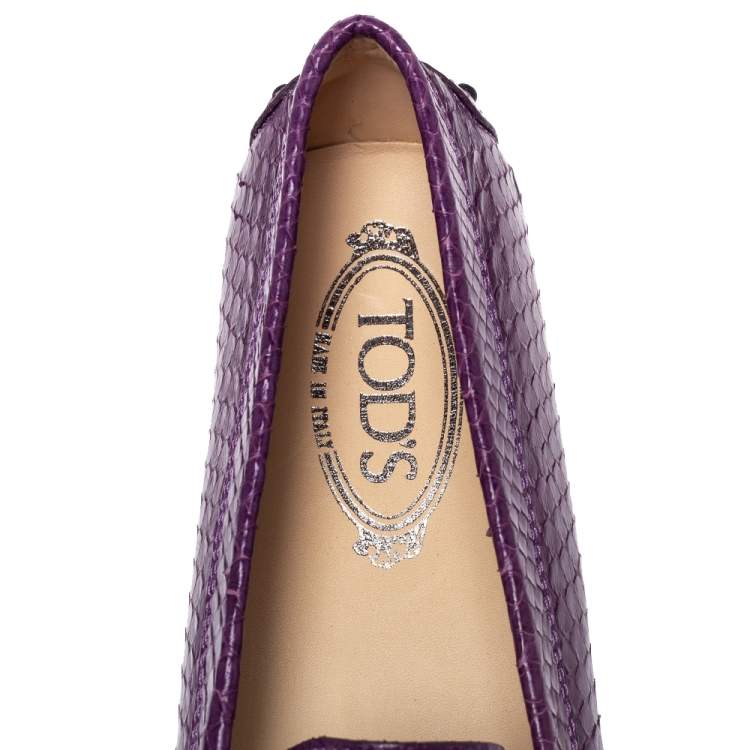 Pre Owned Tod's Purple Python Penny Loafers Size 38.5