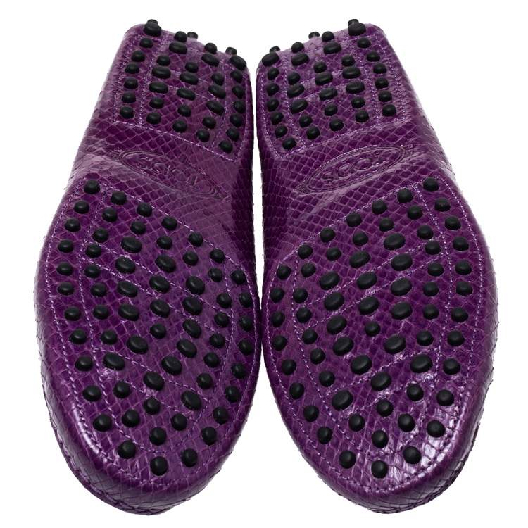 Pre Owned Tod's Purple Python Penny Loafers Size 38.5