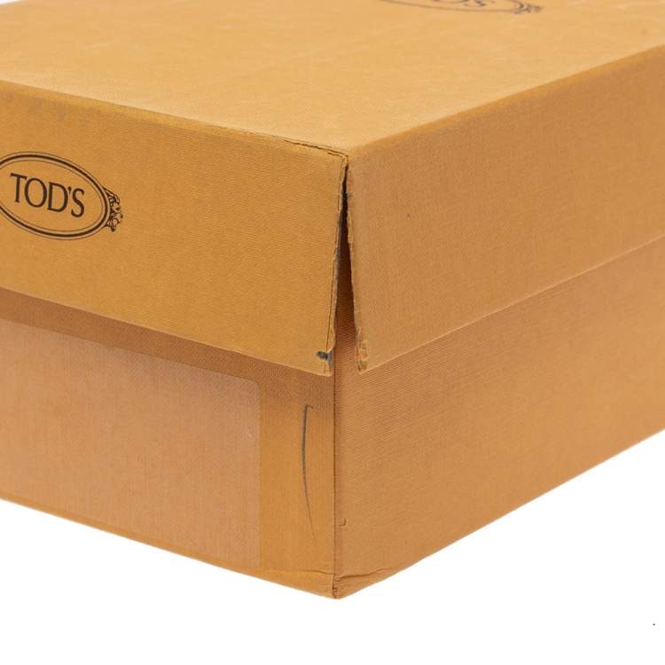 Pre Owned Tod's Blue Leather Studded Flat Slides Size 37