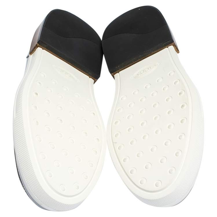Pre Owned Tod's Sliver Leather Slip On Loafers Sneakers Size 39.5