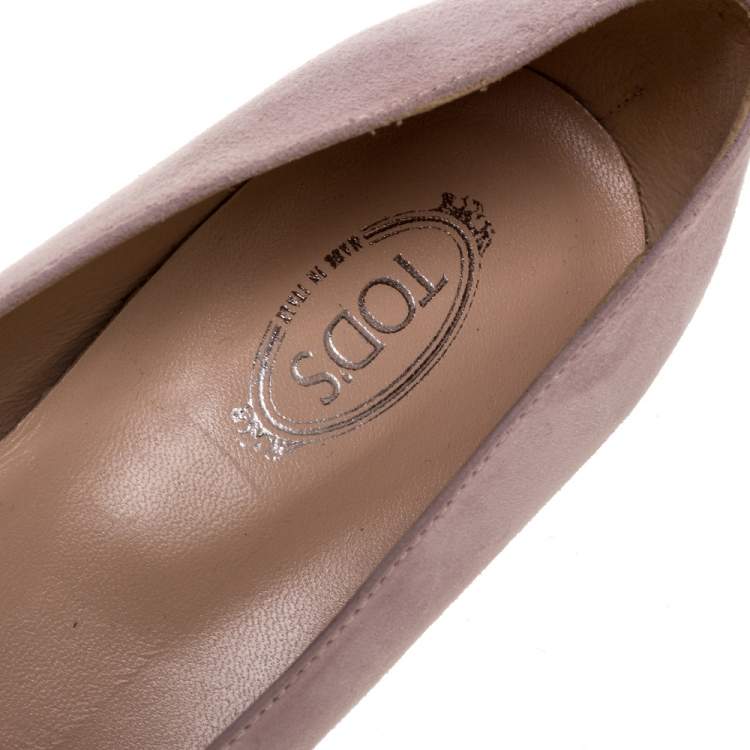 Pre Owned Tod's Pink Suede Leather Studded Heel Pumps Size 38.5