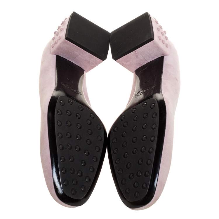 Pre Owned Tod's Pink Suede Leather Studded Heel Pumps Size 38.5