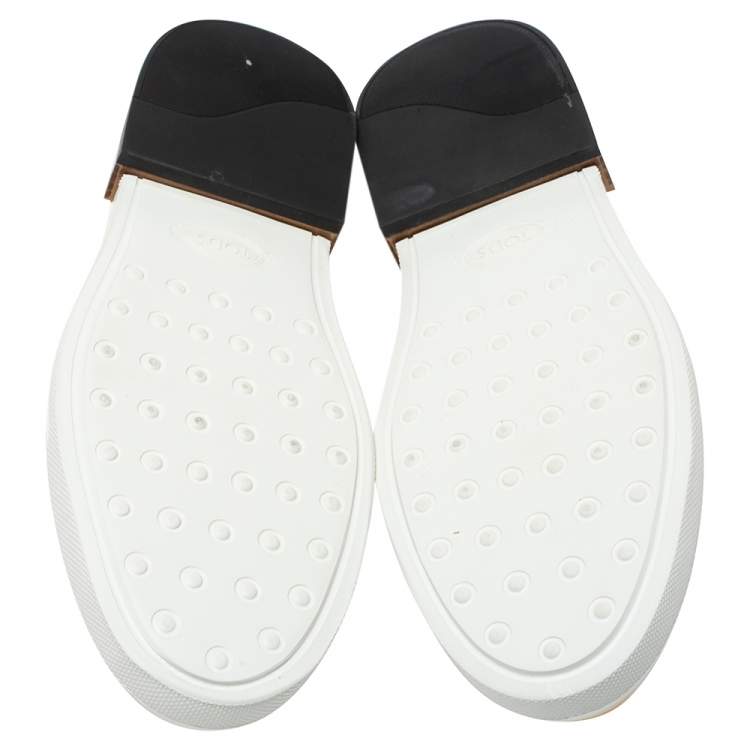Pre Owned Tod's Golden Satin Fabric Slip On Loafer Sneakers Size 39