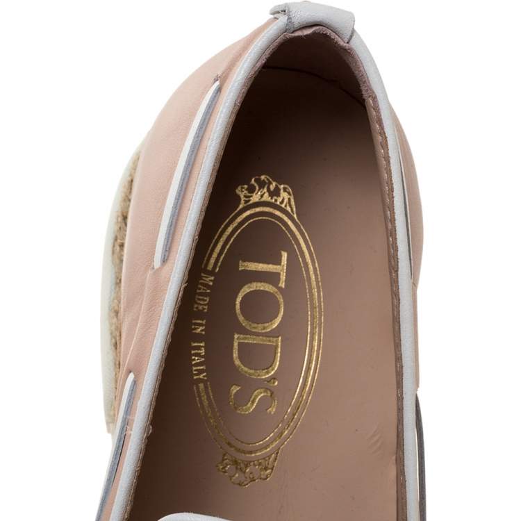 Pre Owned Tod's Pink Leather Tassel Espadrille Loafers Size 38.5 