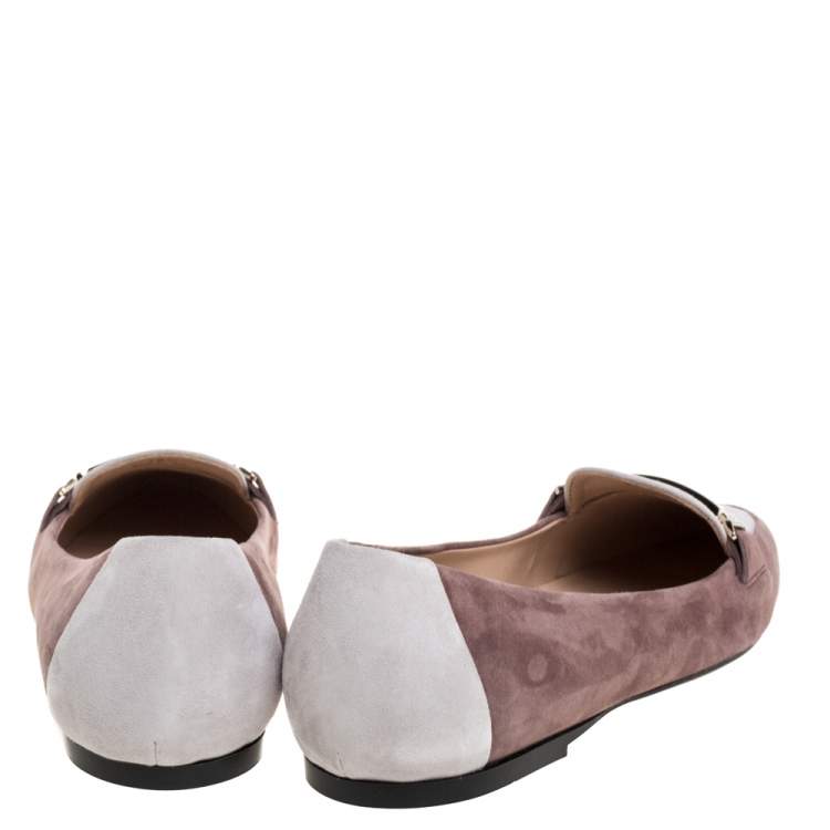 مملوكة مسبقًا Tod's Two Tone Suede Leather Ballet Flats Size 38.5