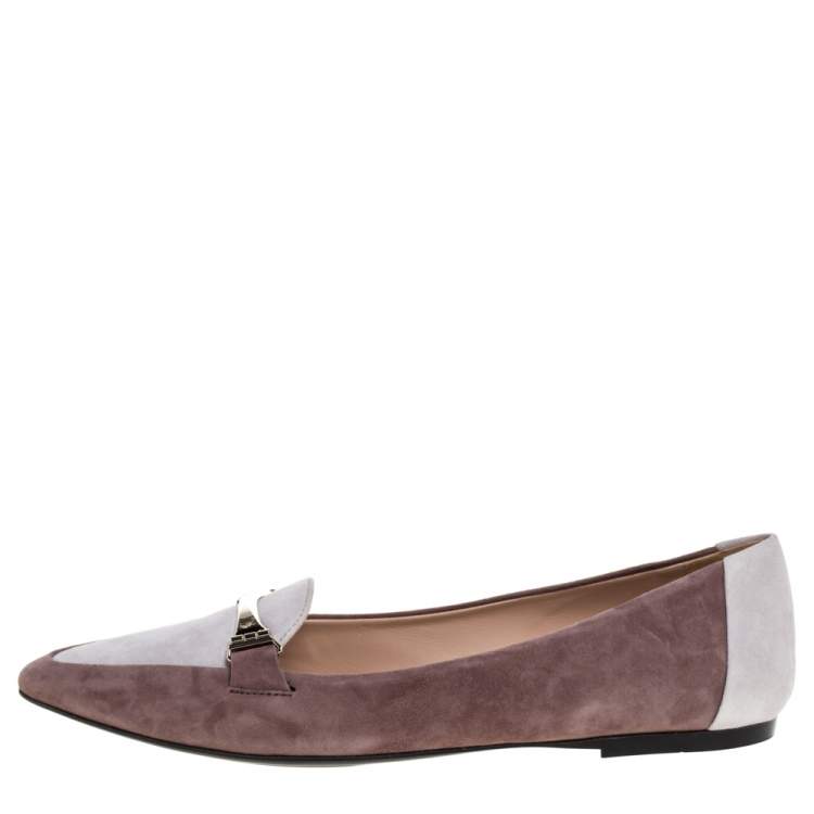 مملوكة مسبقًا Tod's Two Tone Suede Leather Ballet Flats Size 38.5