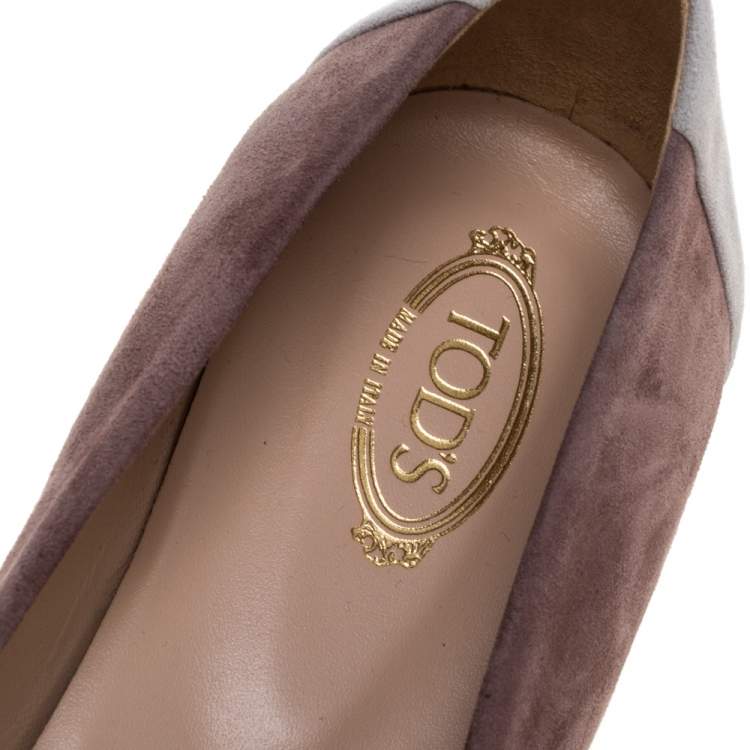 مملوكة مسبقًا Tod's Two Tone Suede Leather Ballet Flats Size 38.5