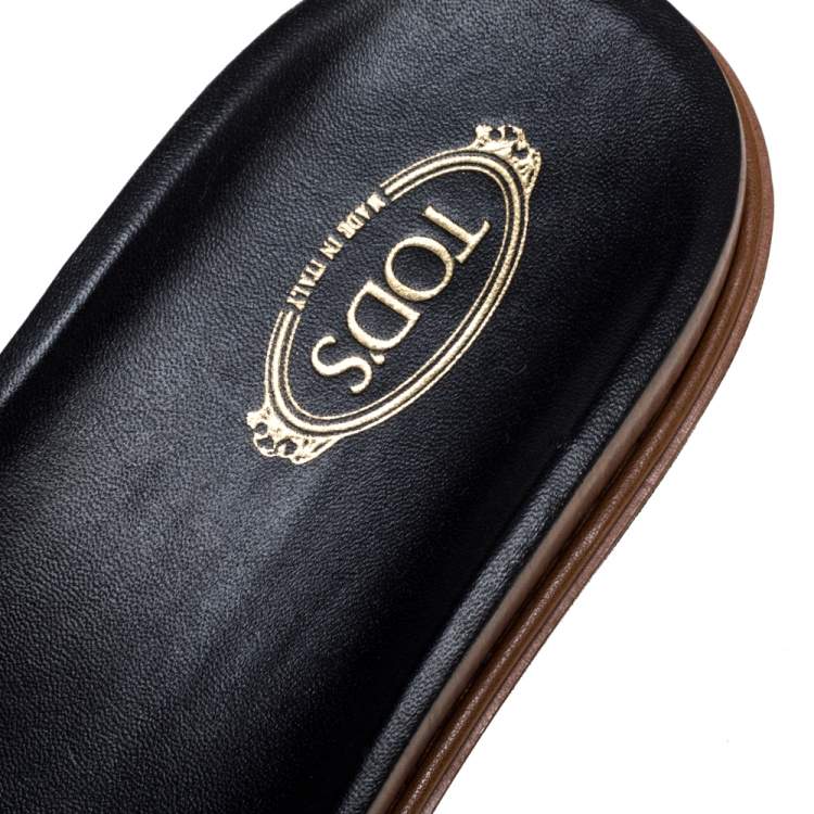 Pre Owned Tod's Blue Velvet Studded Flat Slides Size 39 