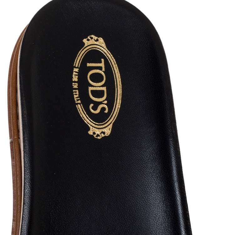 Pre Owned Tod's Red Velvet Studded Flat Slides Size 40 