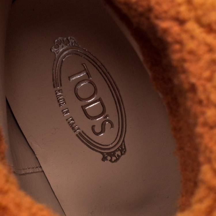 Pre Owned Tod's Brown Suede And Wool Wedge Ankle Boots Size 36