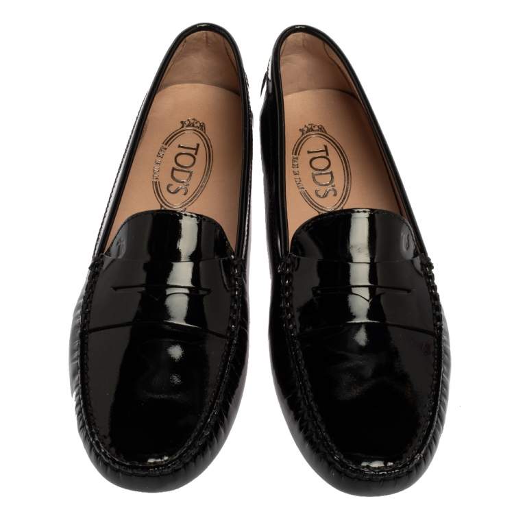 مملوكة مسبقًا Tod's Black Suede Leather Penny Slip On Loafers Size 37