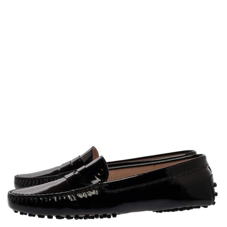 مملوكة مسبقًا Tod's Black Suede Leather Penny Slip On Loafers Size 37