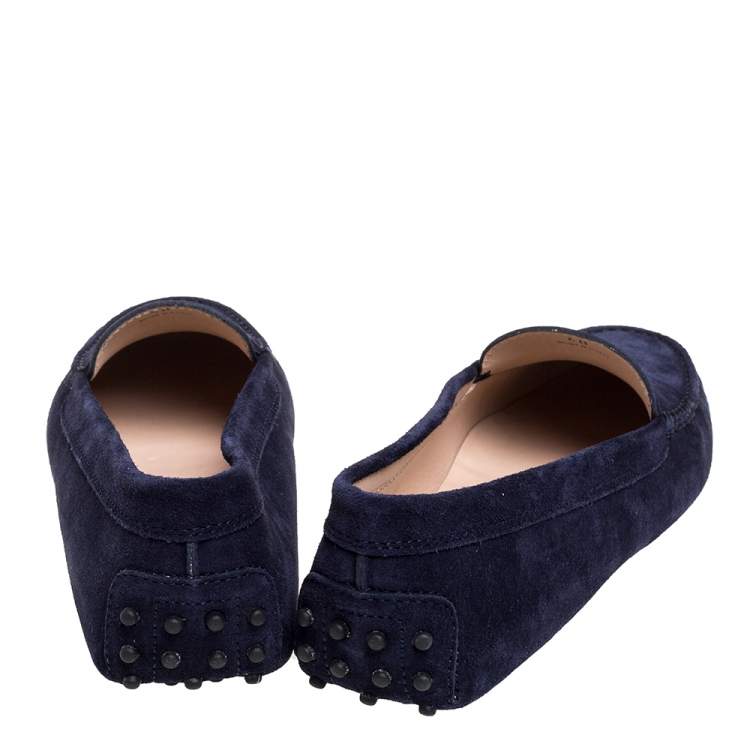 Pre Owned Tod's Blue Suede Leather Penny Slip On Loafers Size 40