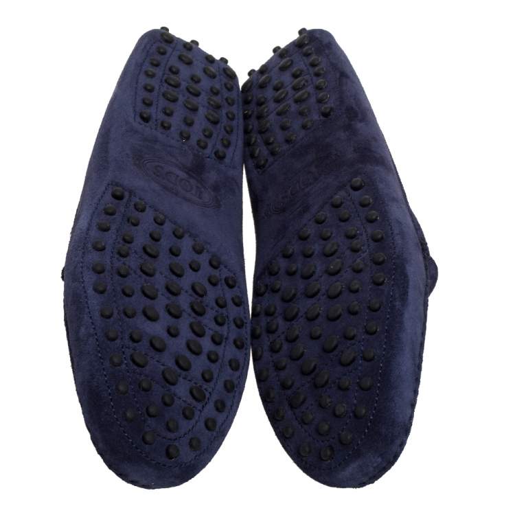 Pre Owned Tod's Blue Suede Leather Penny Slip On Loafers Size 40