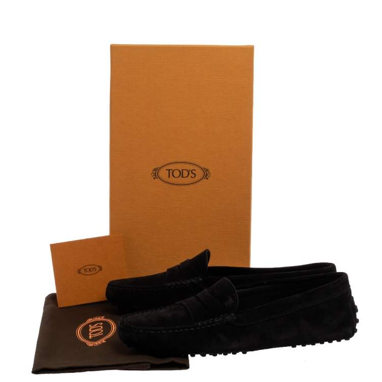 Pre Owned Tod's Black Suede Leather Penny Slip On Loafers Size 40