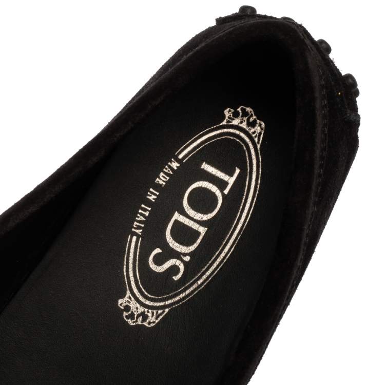 Pre Owned Tod's Black Suede Leather Penny Slip On Loafers Size 39