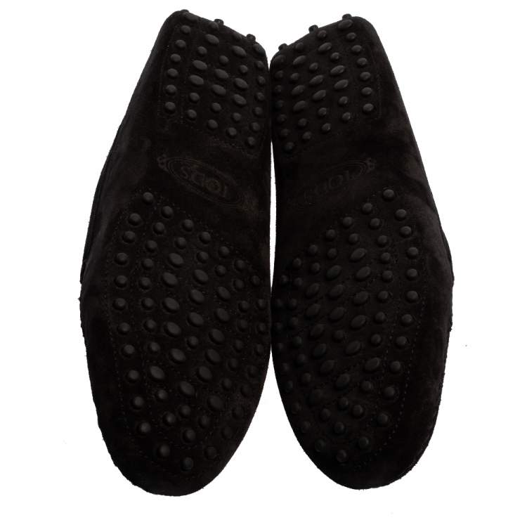 Pre Owned Tod's Black Suede Leather Penny Slip On Loafers Size 39