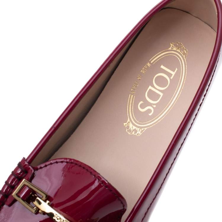Pre Owned Tod's Fuchsia Patent Leather Horsebit Loafers Size 40