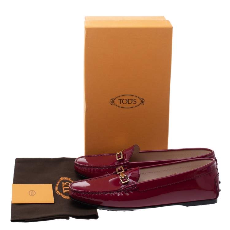 Pre Owned Tod's Fuchsia Patent Leather Horsebit Loafers Size 40