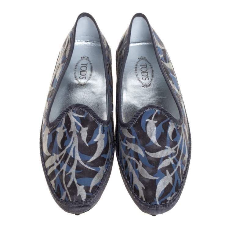 Pre Owned Tod's Multicolor Floral Printed Canvas Gommino Smoking Slippers Size 39.5