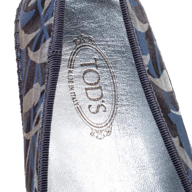 Pre Owned Tod's Multicolor Floral Printed Canvas Gommino Smoking Slippers Size 39.5