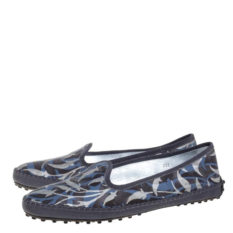 Pre Owned Tod's Multicolor Floral Printed Canvas Gommino Smoking Slippers Size 39.5