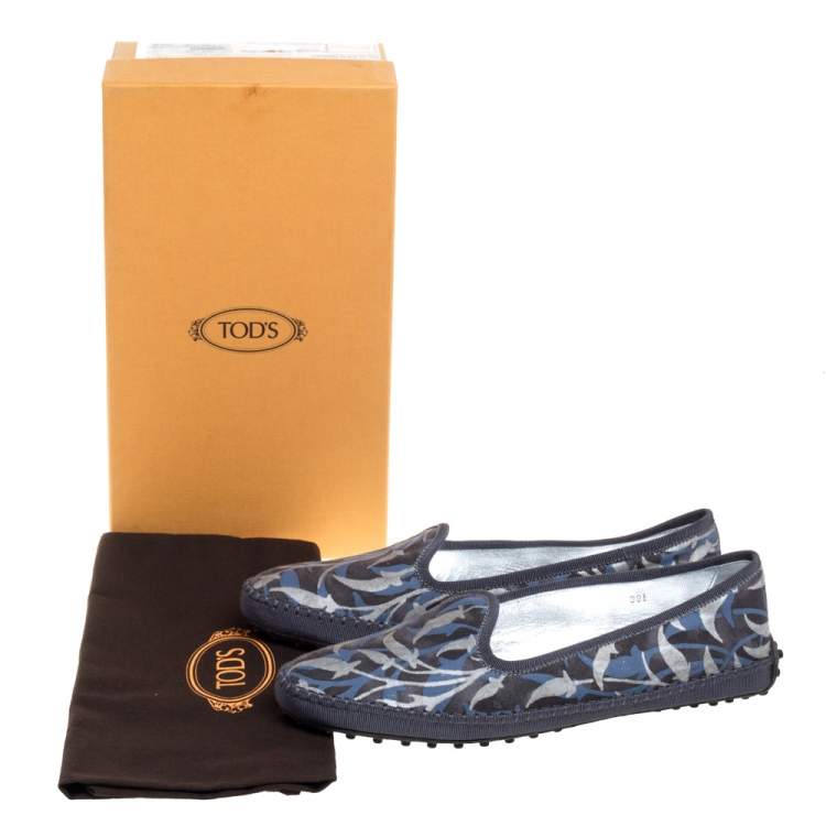 Pre Owned Tod's Multicolor Floral Printed Canvas Gommino Smoking Slippers Size 39.5