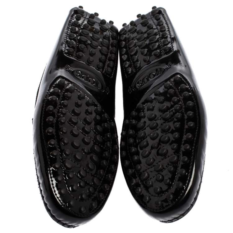 Pre Owned Tod's Black Patent Leather Penny Slip On Loafers Size 37