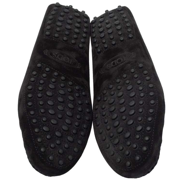 Pre Owned Tod's Black Suede Leather Gommino Penny Slip On Loafers Size 39