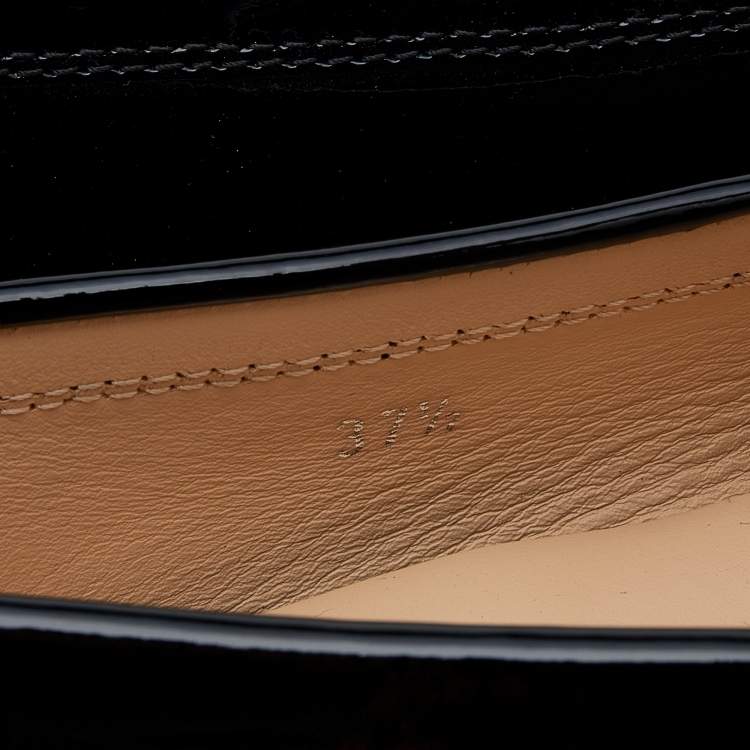 Pre Owned Tod's Black Patent Leather Penny Slip On Loafers Size 37.5