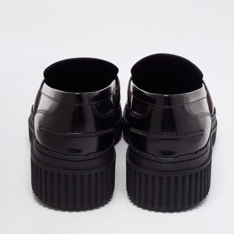 Pre Owned Tod's Black Leather Platform Penny Loafers Size 40.5
