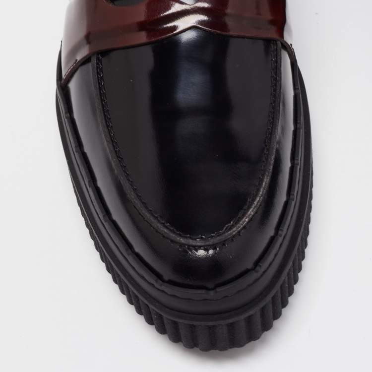 Pre Owned Tod's Black Leather Platform Penny Loafers Size 40.5
