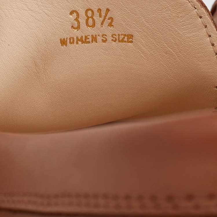 Pre Owned Tod's Brown Leather Double T Slip On Loafers Size 38.5