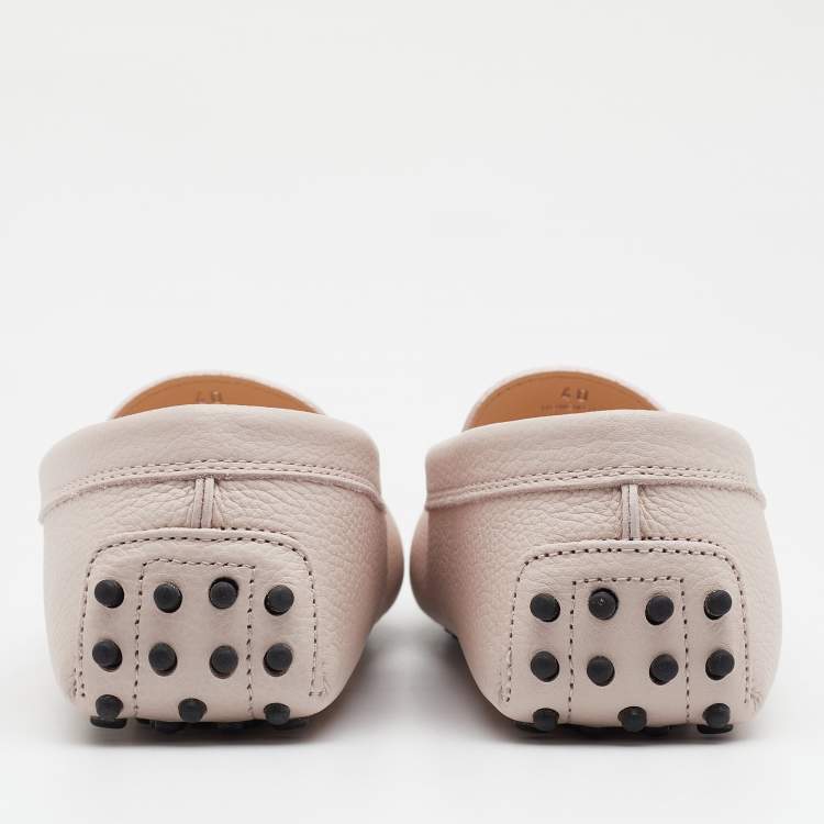 Pre Owned Tod's Pale Pink Leather Gommini Penny Slip On Loafers Size 40