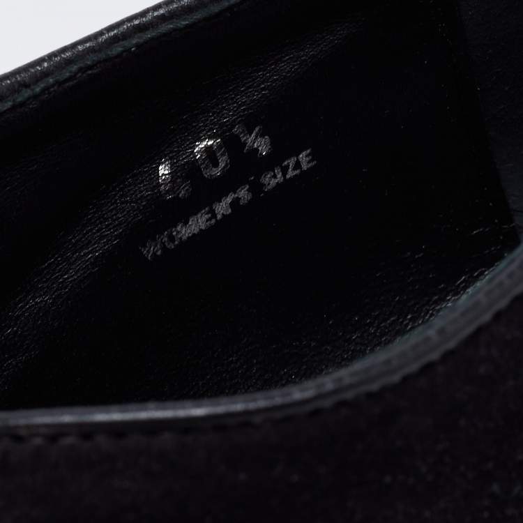 Pre Owned Tod's Black Suede Buckle Strap Block Heel Booties Size 40.5  