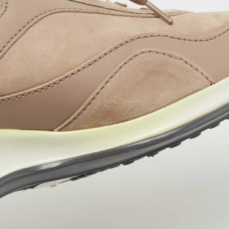 Pre Owned Tod's Pink Suede and Leather Low Top Sneakers Size 38.5