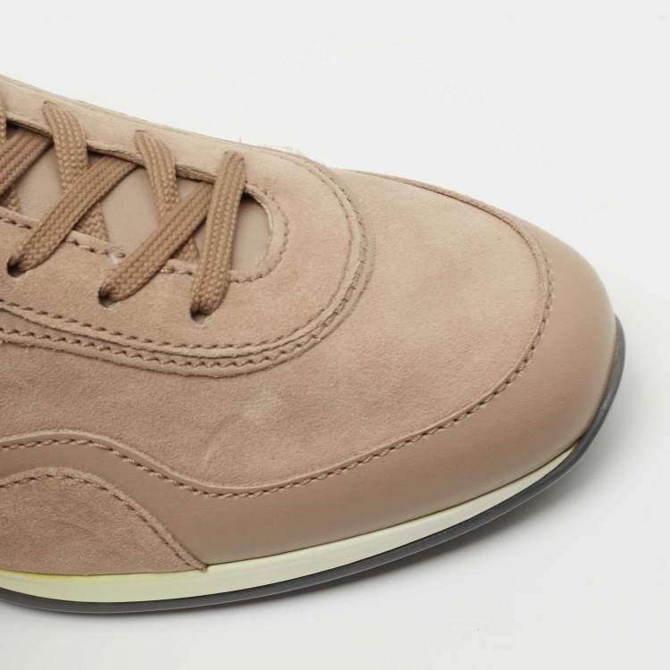 Pre Owned Tod's Pink Suede and Leather Low Top Sneakers Size 38.5