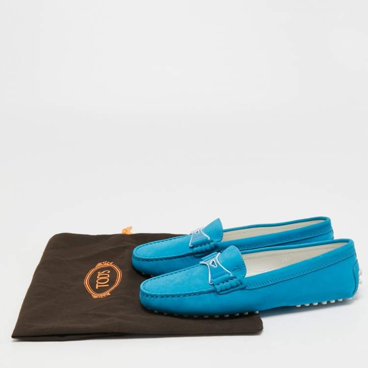 Pre Owned Tod's Blue Nubuck Leather Penny Loafers Size 35.5