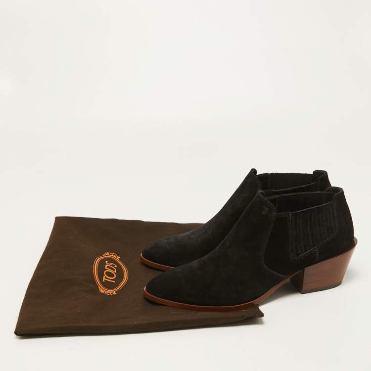 Pre Owned Tod's Black Suede Ankle Boots Size 39