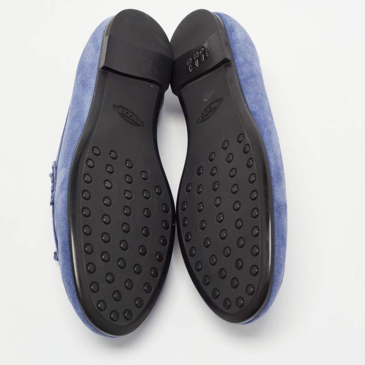 مملوكة مسبقًا Tod's Blue Suede Slip On Loafers Size 38